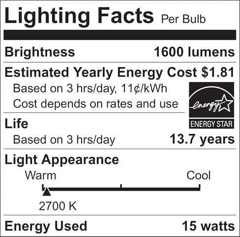 لمبة الإضاءة سيلفانيا LED TruWave Natural Series A21، ما يعادل 100 وات، كفاءة 15 وات، قابلة للتعتيم، 1600 لومن، لمسة نهائية بلوري، 5000 كلفن، ضوء النهار - 6 عبوات (40811) in Kuwait