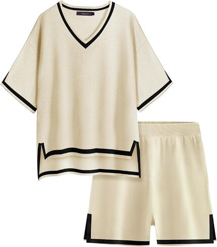 Bloggerlove Women Lightweight Knit Short Sets 2 Piece Lounge Sets Sweater Set for Women in Saudi Arabia