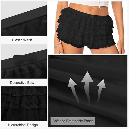Women Ruffle Shorts Lolita Bloomers Cute Lace Pumpkin Pants Sexy Boyshorts Layered Bottoms Y2k Sweet Pettipants in Kuwait