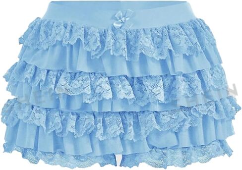 Women's Pink Layered Ruffle Shorts Y2K Lolita Bloomer Lace Trim Booty Mini Micro Boy Shorts Cute Fluffy Pettipants in Kuwait