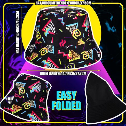 Geosar Men's 2 Pcs 80s 90s Outfit for Men Hippie Shirts and Shorts Set with Hat Neon Disco Halloween Party Costume Clothes in Saudi Arabia