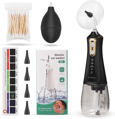 مجموعة إزالة شمع الأذن المرئية عالية الدقة تعمل بالبطارية من HWAEYEM، كاميرا IP67 1080P 6 مصابيح LED، نظام تنظيف لري الأذن مع حوض، تطبيق جوال اتصال WIFI متوافق مع هواتف iPhone iPad Android in Kuwait