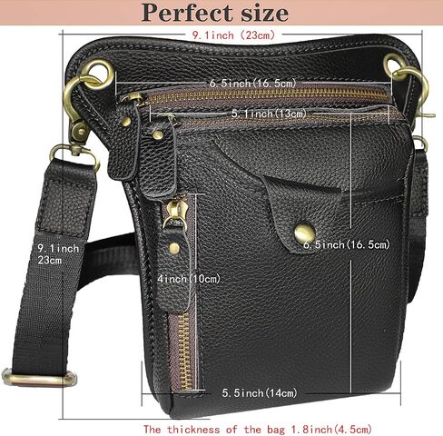 DK86 Genuine Leather hip bag Thigh Drop Leg Bag Waist fanny Pack for Men and Women Black in Saudi Arabia