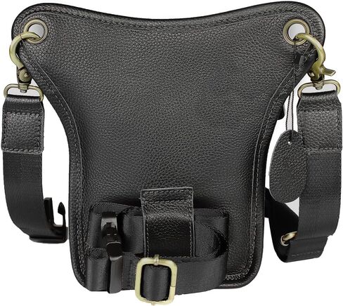 DK86 Genuine Leather hip bag Thigh Drop Leg Bag Waist fanny Pack for Men and Women Black in Saudi Arabia