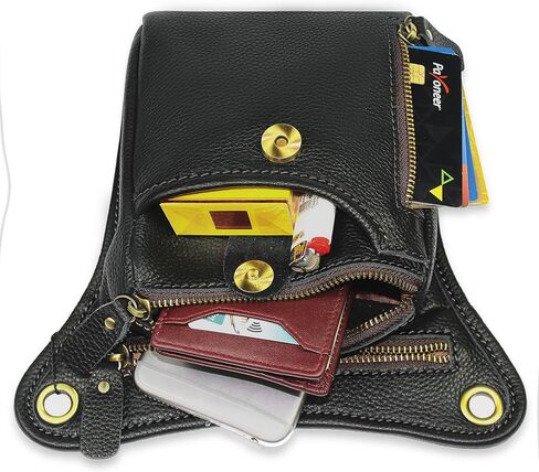 DK86 Genuine Leather hip bag Thigh Drop Leg Bag Waist fanny Pack for Men and Women Black in Saudi Arabia