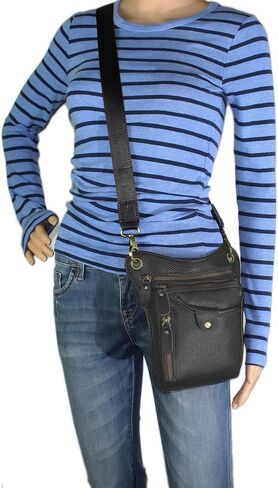 DK86 Genuine Leather hip bag Thigh Drop Leg Bag Waist fanny Pack for Men and Women Black in Saudi Arabia