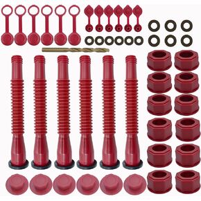 Gas Can Spout Replacement Set, Gas Can Nozzle Old Style Easy to Install, Flexible Pour Nozzle Suitable for Most 1/2/5/10 Gallon Oil Cans (6 Kit-White)