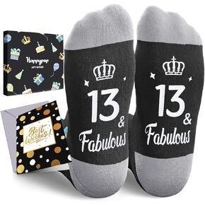 HAPPYPOP 13th Birthday Gift Ideas for Teen Boys - Socks Presents for 13 Year Old Girls Boys with Greeting Card