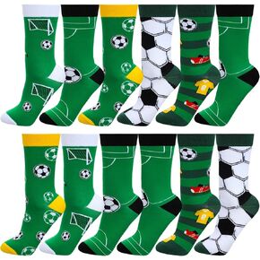 12 Pairs of Soccer Baseball Hockey Basketball Softball Socks Novelty Socks Sports Socks Novelty Socks Gifts(Medium,Soccer)