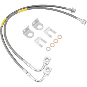 2PCS Rear Brake Lines 89708, Extended Braided Stainless Steel Brake Lines for 4"-6" Lift, Compatible with 2007-2018 Jeep Wrangler JK 2WD/4WD