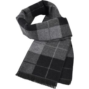 Buauty Mens Winter Warm Long Soft Scarf Soft Classic Scarves Plaid Tassel Scarf for Men