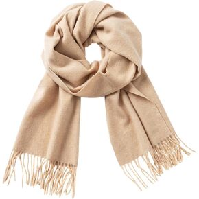 CALVIN & OLIVIA Ultra-Soft Winter Cashmere Feel Scarf Solid Color Warm Long Unisex Winter Scarves Perfect Holiday Gift for Women Men Beige