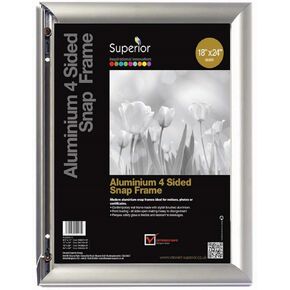 Front Load Easy Open Snap Poster Frame/Picture Frame 18 x 24 inches, Silver Metal Frame (SN1824NEW), 18" X 24"