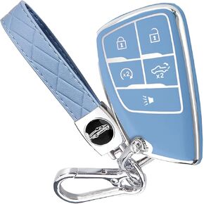 غطاء مفتاح FOB لـ Chevy GMC مع سلسلة المفاتيح ، Tahoe Suburban Expurban Traverse Yukon Denali Terrain Buick Enclude Premium Soft TPU (6 أزرار عاجية)