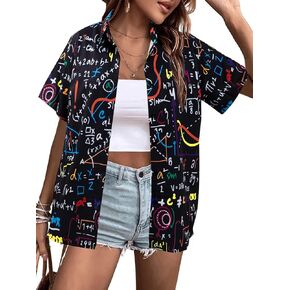 Pi Day Shirt Womens Funny Pi Day Celebration Button Down T-Shirt Happy Pi Day 3.14 Mathematic Math Teacher Gift Tops