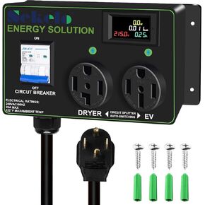Smart EV Charging Integration: Sekelo Automatic Power Switch for Dryer & EV, NEMA 14-30, Fast Charging, Real-time Display