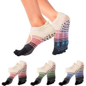 Pilates Socks with Grips for Women,Yoga Socks, Non-Slip Yoga Socks with Toe Separators, Pilates Non Slip Socks