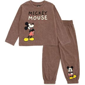 Disney Mickey Mouse T-Shirt and Jogger and Pants Outfit Set Toddler to Big Kid Sizes (2T - 10-12)