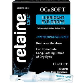 OCuSOFT Retaine CMC Preservative-Free Artificial Tears for Long-Lasting Relief of Dry Eyes – Carboxymethylcellulose Sodium 0.5% - 30 Sterile Single-Dose Containers