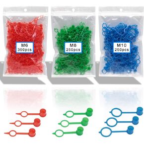 800pcs M6 M8 M10 Polyethylene Plastic Oil Grease Gun Zerk Fitting Dust Cover Cap Cover Assortment Kits,Red Blue Green