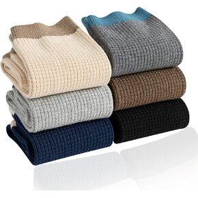 ULEEMARK 6-Pack Men's Cotton Crew Socks for Work & Daily Wear, Soft Comfortable Breathable Casual Socks, Size 7-15