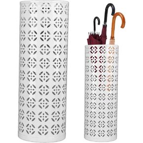 Fabater Umbrella Stand, Metal Umbrella Holder, Indoor Umbrella Rack Organizer with Hollow Design, Umbrella Storage for Entryway, Office, Home (White)