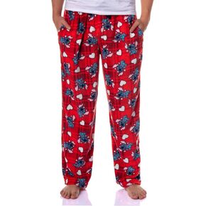 Disney Lilo & Stitch Adult Stitch Lovestruck Hearts Fleece Pajama Sleep Pants for Men and Women