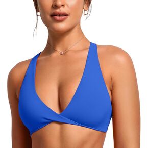 VANTONIA Womens Butterluxe Twist Front Sports Bra Deep V-Neck Crop Top Strappy Cross Back Bra with Nipple Covers-Vivi Bra in Saudi Arabia