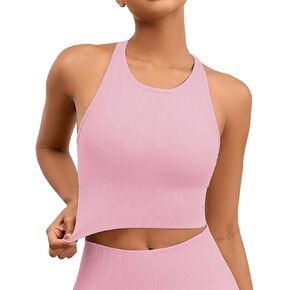 Yoga Sports Seamless Bras for Women Longline Tank Top with Built-in Gym Workout Racerback Bra Tops