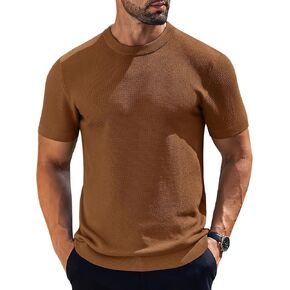 COOFANDY Men's Knit T-Shirts Short Sleeve Crewneck Shirt Casual Textured Pullover Tees