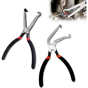 2Pcs Electrical Disconnect Pliers,Electrical Connector Pliers for Cars,Automotive Hose Disconnect Tools,for Push Tab Style Plugs (1*Red60°+1*Red straight)
