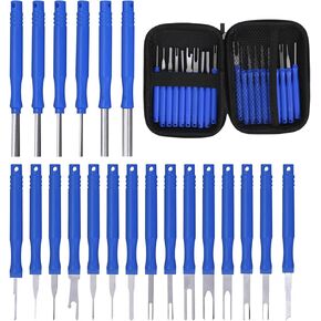 21pcs Terminal Pin Removal Tool Kits with A Box, Electrical Connector Depinning Tool Set for Car Auto Household Devices (Blue)