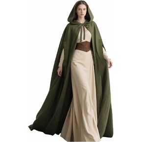 L'VOW Arm Holes Renaissance Cloak with Hood Medieval Women Hooded Cape for Halloween Cosplay