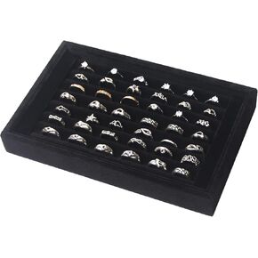 Ring Holder Display Tray Jewelry Organizer تقف لشراء أقراط بيع الحلقات (أسود)