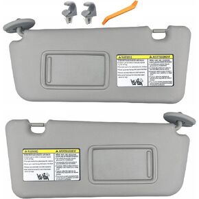 زوج من أقناع الشمس اليسرى واليمين اللون الرمادي لتويوتا RAV4 2004 2005 Interior Sun Visor Sunshade Replace w/Makeup Mirror