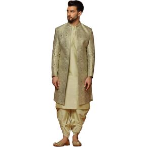 Men's Jacquard Indowestern Sherwani Kurta & Dhoti Set - Regular Fit|Indian Ethnic & Festive Wear