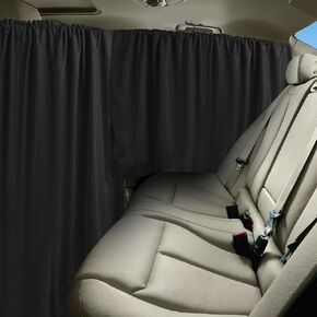 4 Pcs Double Layer Divider Curtains Sun Shade, 98% Light Blocking Car Privacy Window Shades, Car Curtains for Windows, 1 Privacy Divider Cover & 2 Side Window Covers for Sedan SUV Camping Sleeping