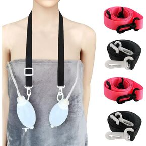 4Pcs Shower Lanyard for Mastectomy Drain Holder with 2 Hooks; Breast Cancer/Abdominal Debridement/Tummy Tuck Patients Surgical Drain Holder; Breast Surgery Recovery Care Supplies (Black)