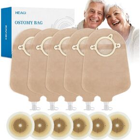 30 PCS Urostomy Bag, Two Piece Ostomy Supplies for Colostomy Ileostomy Stoma Care, Urostomy Supplies, Max Cut 45mm (20 X Colostomy Bags+ 10 X Skin Barrier）