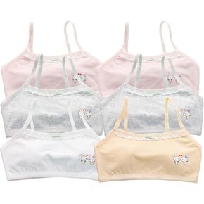 Cotton Girls Training Bra - Crop Cami Training Bras for Girls with Elastic Straps. Cotton Bra 6Packs