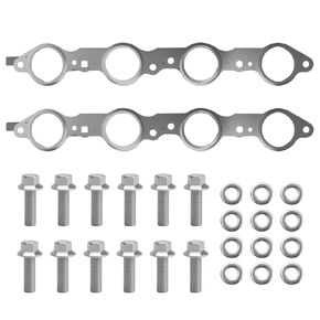 12617944 Exhaust Manifold Gasket with Bolts for Chevy Silverado 1500 2500 Sierra LS, LS1 LS2 LS3 LS6 LQ4 LQ9, Layer Steel GM Gasket Suburban 12558573 12600530 12620947