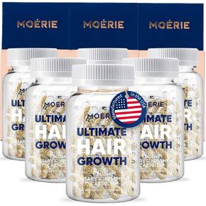 Moerie Hair Growth Supplement for Women & Men - Hair Skin and Nails Vitamins With Biotin, Q10 & Minerals - For Thicker, Fuller Hair & Hair Loss Treatment - Advanced Beadlet Delivery System - 360 Pills