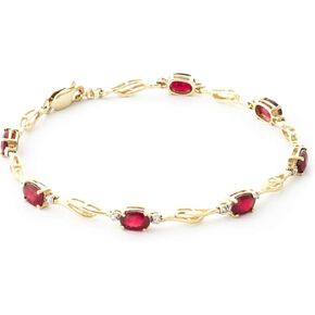 Galaxy Gold GG 14k Solid Yellow Gold Tennis Bracelet 4.21 ct Ruby Diamond