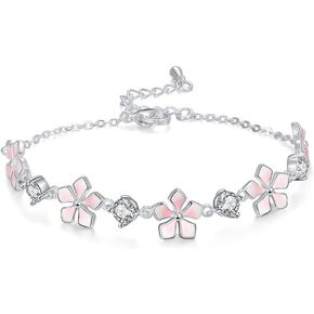 Flower Bracelet Gifts Mothers Day,Birthday and Anniversary,Sparkling Zirconia Link Bracelet,Adjustable Jewelry Gifts for Women Mom Wife