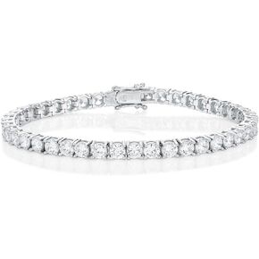 Womens Tennis Bracelet, Solid 925 Sterling Silver Bracelet for Women with 4mm AAA White Cubic Zirconia Stones, Ladies Eternity Bracelets, Silver Jewelry Gift for Women