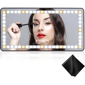 مرآة Visor Visor Visor ، مع تنظيف قطعة قماش و 3 أوضاع ضوئية LED- إكسسوارات السيارات للنساء ، منظر خلفي ، مرآة مكياج مستحضرات تجميلية تشرد الشمس (Universal) (Universal)
