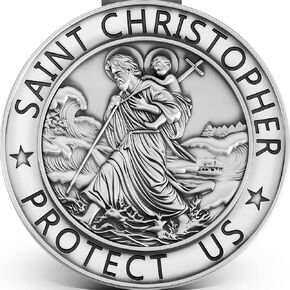 Saint Christopher Medal for Car, St Christopher Protect Us Visor Clip 2.36 Inch, New Driver Gifts Driving Safety Car Accessories for Women Men