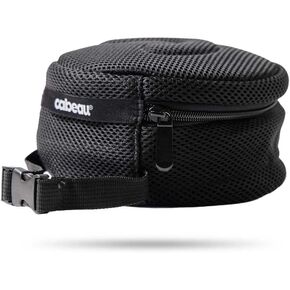 Cabeau Deluxe Travel Neck Pillow Case Premium Compact Carrying Case, Compresses Pillow in Half - Quick-Release Clasp Attaches to Carry-On Bags - Mesh Pocket Holds Travel Accessories, Black, Red, Red