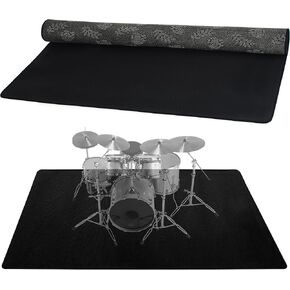 Drum Rug, 5 Ft x 6 Ft Drum Mat Drum Carpet Music Rug with Non-Slip Bottom, Soundproof Electrical Drum Pads for Drummers, Orange and White Border