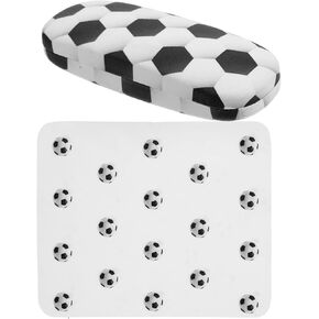 FRCOLOR Hard Shell Eyeglasses Case Cool Football Pattern Portable Sunglasses Case for Kids Students Teenager Travel Eye Glass Protective Case with Cleaning Cloth